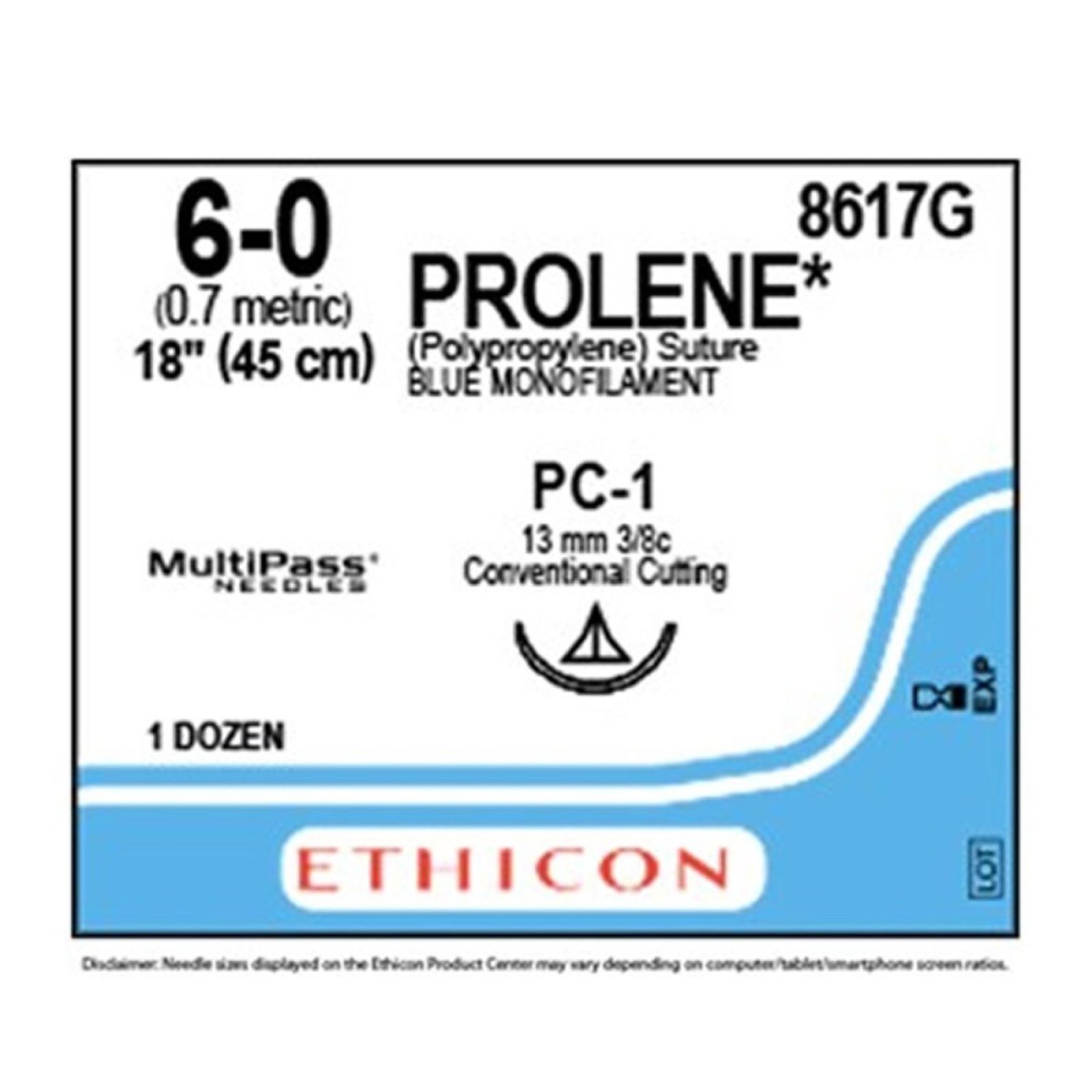 Prolene 6-0 C-1 13mm x2 3/8c 60cm Round Bodied 12pack  Non Absorbable