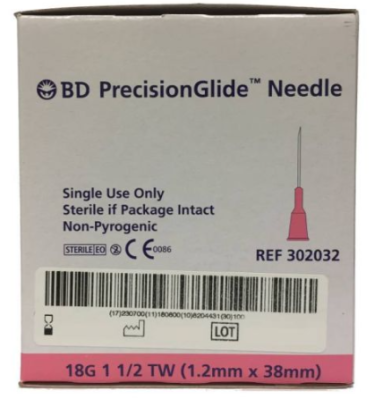 BD Drawing Up Hypodermic Needle 18G X 38mm Pink Hypodermic Needles – BD
