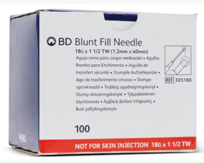 BD Blunt Fill 18G x 1.5 Hypodermic Needles – BD