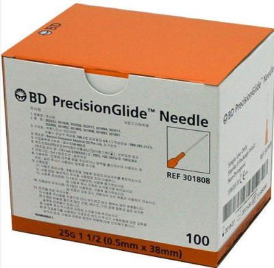 BD Precision Glide Hypodermic Needle 25G X 38mm Orange 