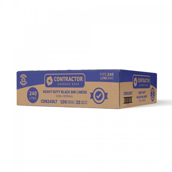 Contractor Heavy Duty Bin Liners 240L Black Anaesthetic Drug Labels