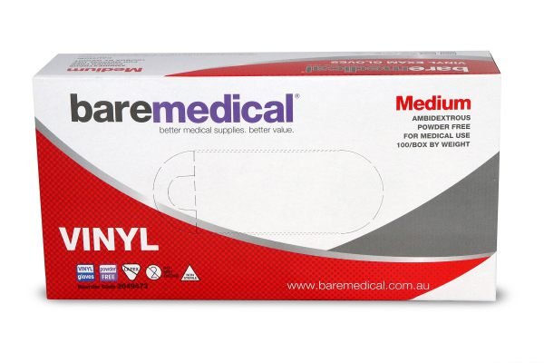 GLOVE EXAM VINYL NON-STERILE POWDER FREE STD CUFF CLEAR BAREMEDICAL Domestic & Kitchen Waste Bags