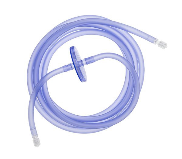 Insufflator Flat Filter and Tubing Set with Male Luer Lock Connector - Smooth Filters