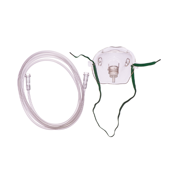 Oxygen Mask - Adolescent Std Shape Clear Mask 210cm Clear Tubing Oxygen Mask