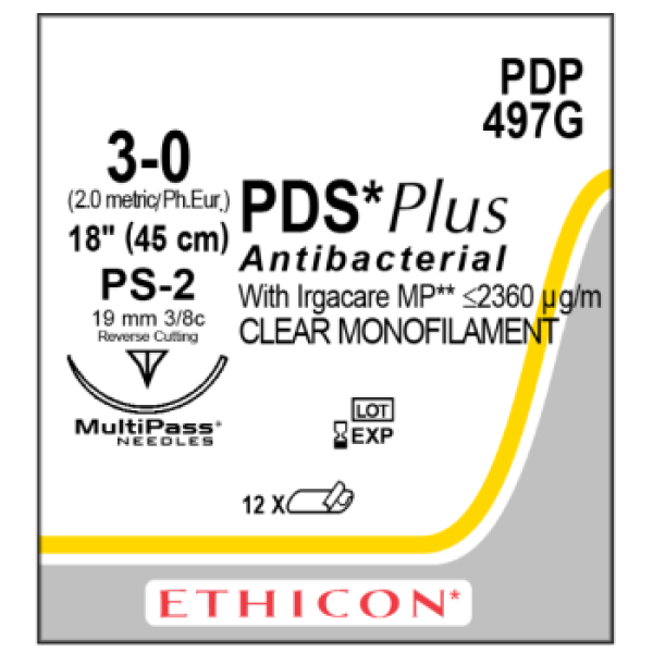 PDS II Plus 3-0 19mm PS-2 45cm Undyed - Box/12  Absorbable Sutures