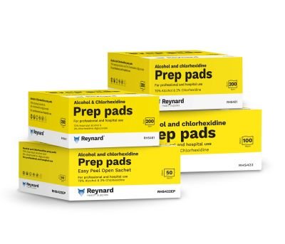 Prep Pads 6 x 6cm – 70% Alcohol + 2% Chlorhexidine Serile Gauze