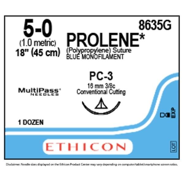 Prolene 5-0 16mm PC-3 45cm Blue Suture Non Absorbable
