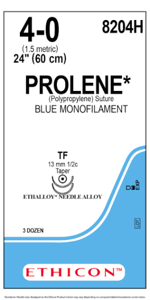 Prolene Blue Sutures 60 cm, 4/0 DA TF – Box/36 Non Absorbable
