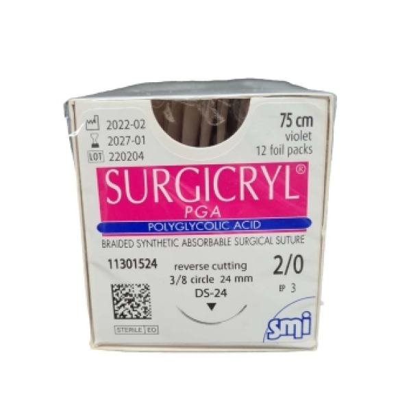 SUTURE SURGICRYL PGA 2/0 24 MM 75CM SMI Surgicryl