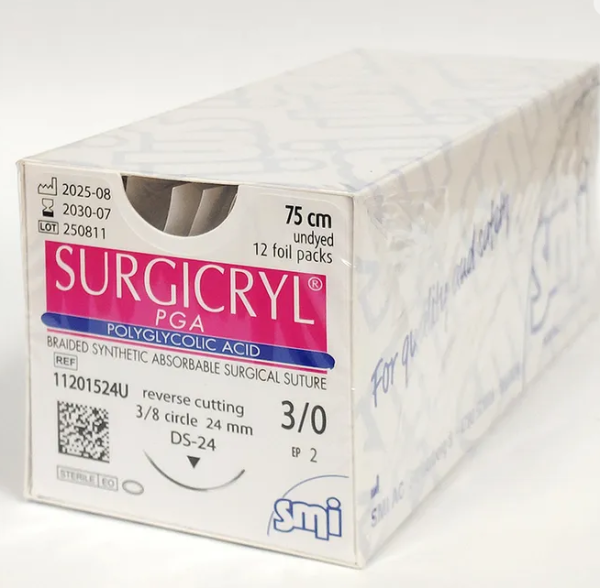 Surgicryl PGA 3/0 24mm 3/8c 75cm Reverse Cutting 12pack   Absorbable Sutures