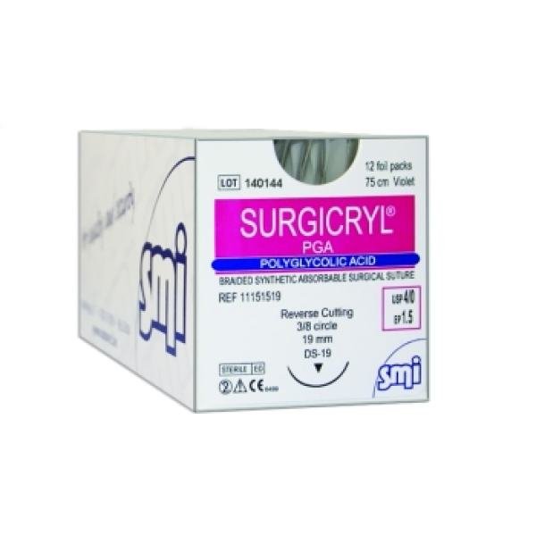 Surgicryl PGA 3-0 24mm 75cm Suture Violet  Absorbable Sutures