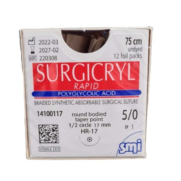 Surgicryl Rapid 5-0 17mm 75cm Undyed  Absorbable Sutures
