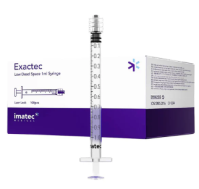 Syringe Exactec 1ml Low Dead Space Luer Lock Hospital Requirements