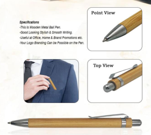 Wooden Ball Pen With Metal Clip Stylus Pens